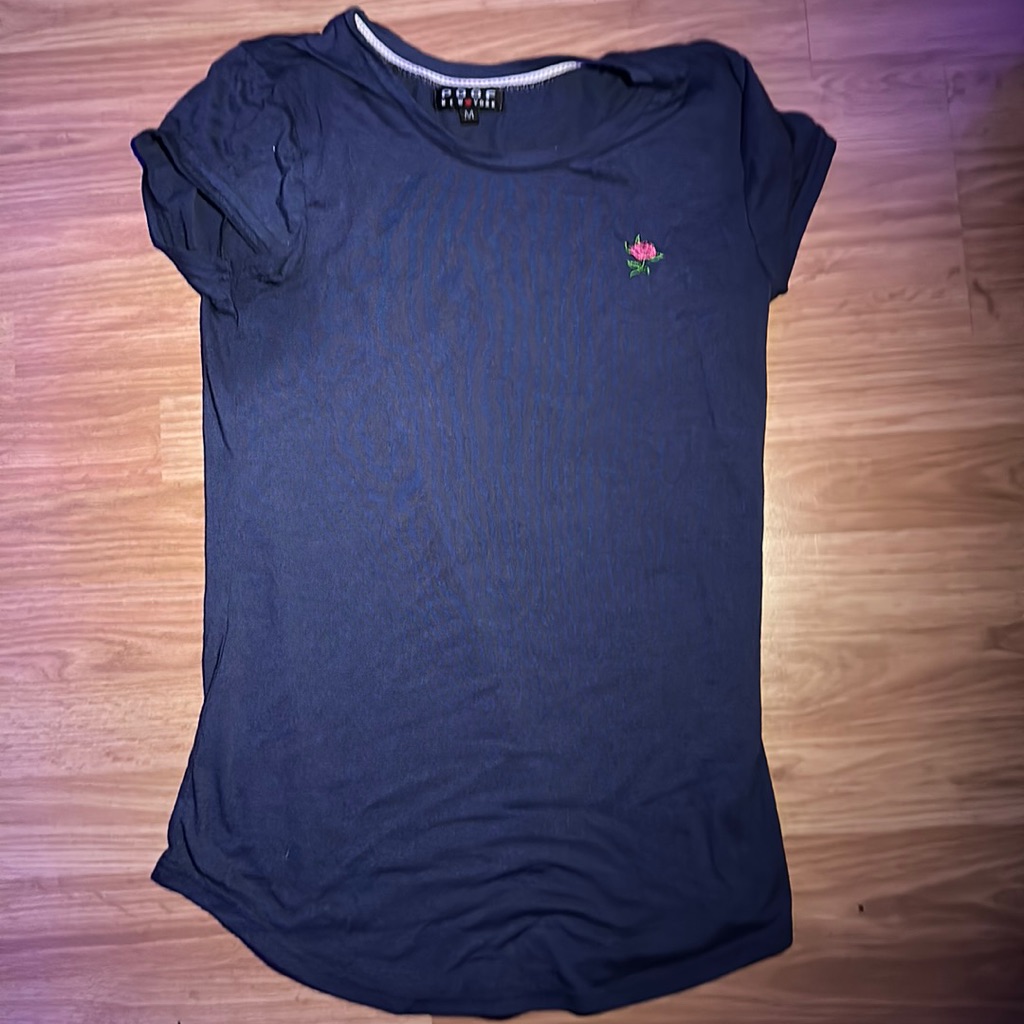 Dark Blue Basic Flower Tee